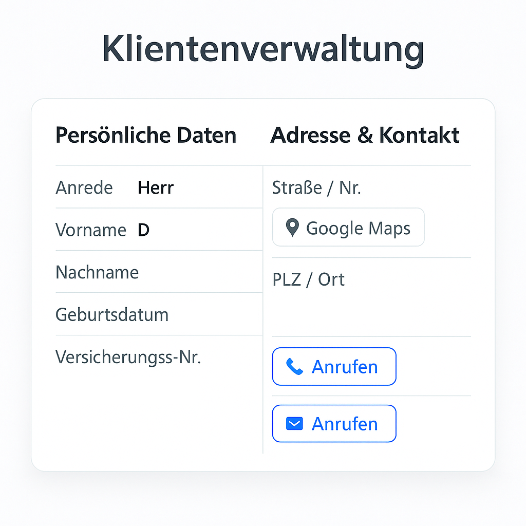 Klienten CRM Verwaltung